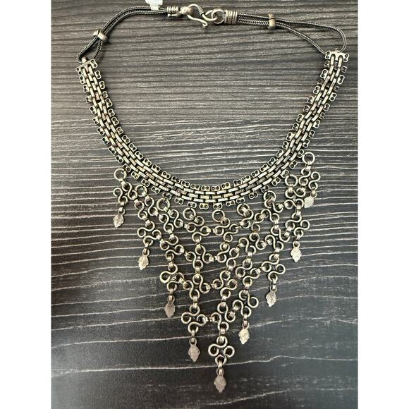 NWT Nepal Tribal Necklace Princess Choker Silver Heavy Statement Jewelry - Picture 4 of 8
